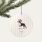 Personalized sand striped Boston Terrier ornament example