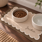 Custom Pet Food Mat Brown Scallop