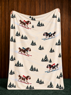 English Springer Spaniel beige Christmas skiing fleece blanket — held view