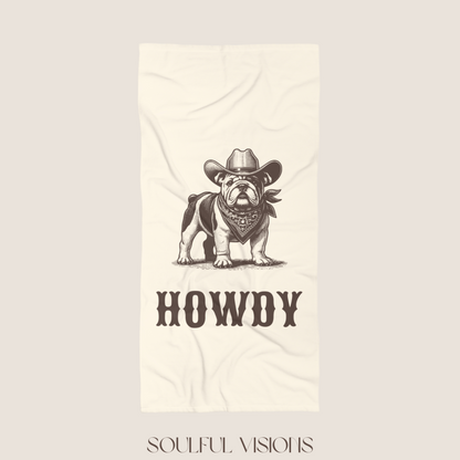 Howdy English Bulldog Beach Towel
