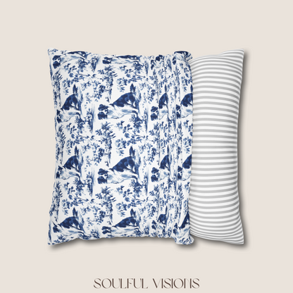 Border Collie Blue French Toile Pillow