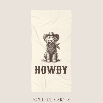 Howdy Golden Doodle Beach Towel