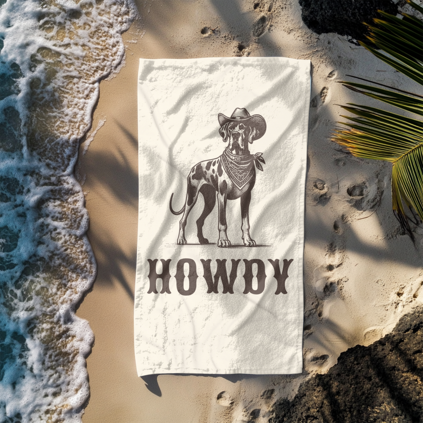 Howdy Great Dane Beach Towel