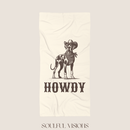 Howdy Great Dane Beach Towel
