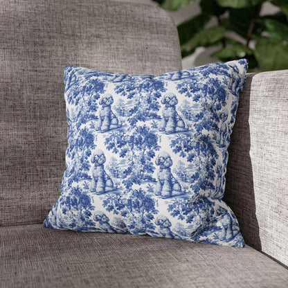 Poodle Blue French Toile Pillow