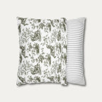 Dachshund Longhaired Sage Green French Toile Pillow
