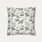 Dachshund Longhaired Sage Green French Toile Pillow