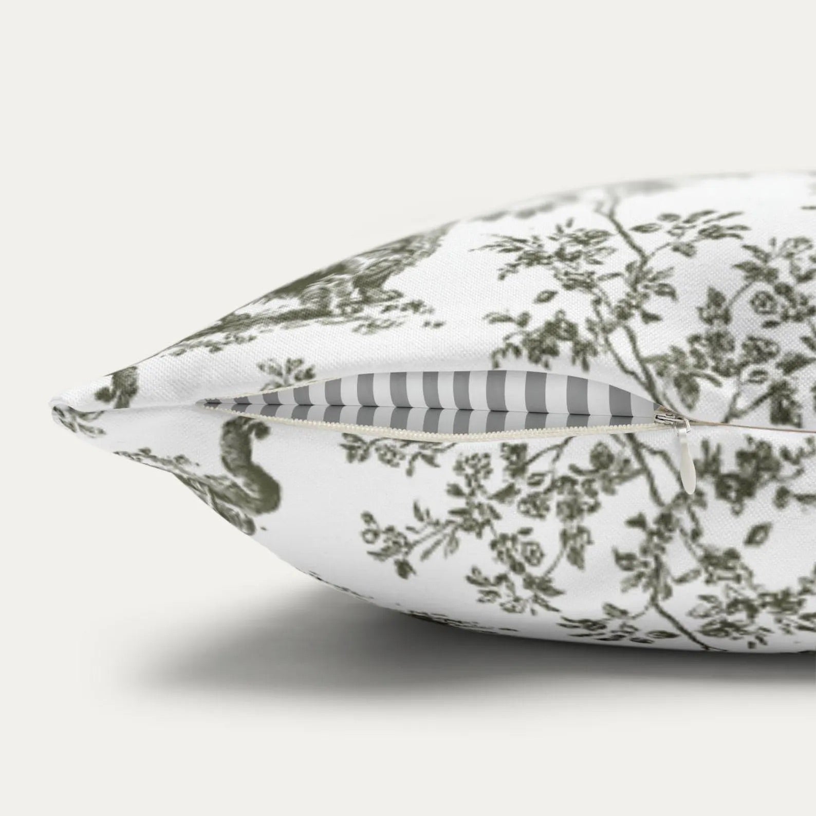 Dachshund Longhaired Sage Green French Toile Pillow