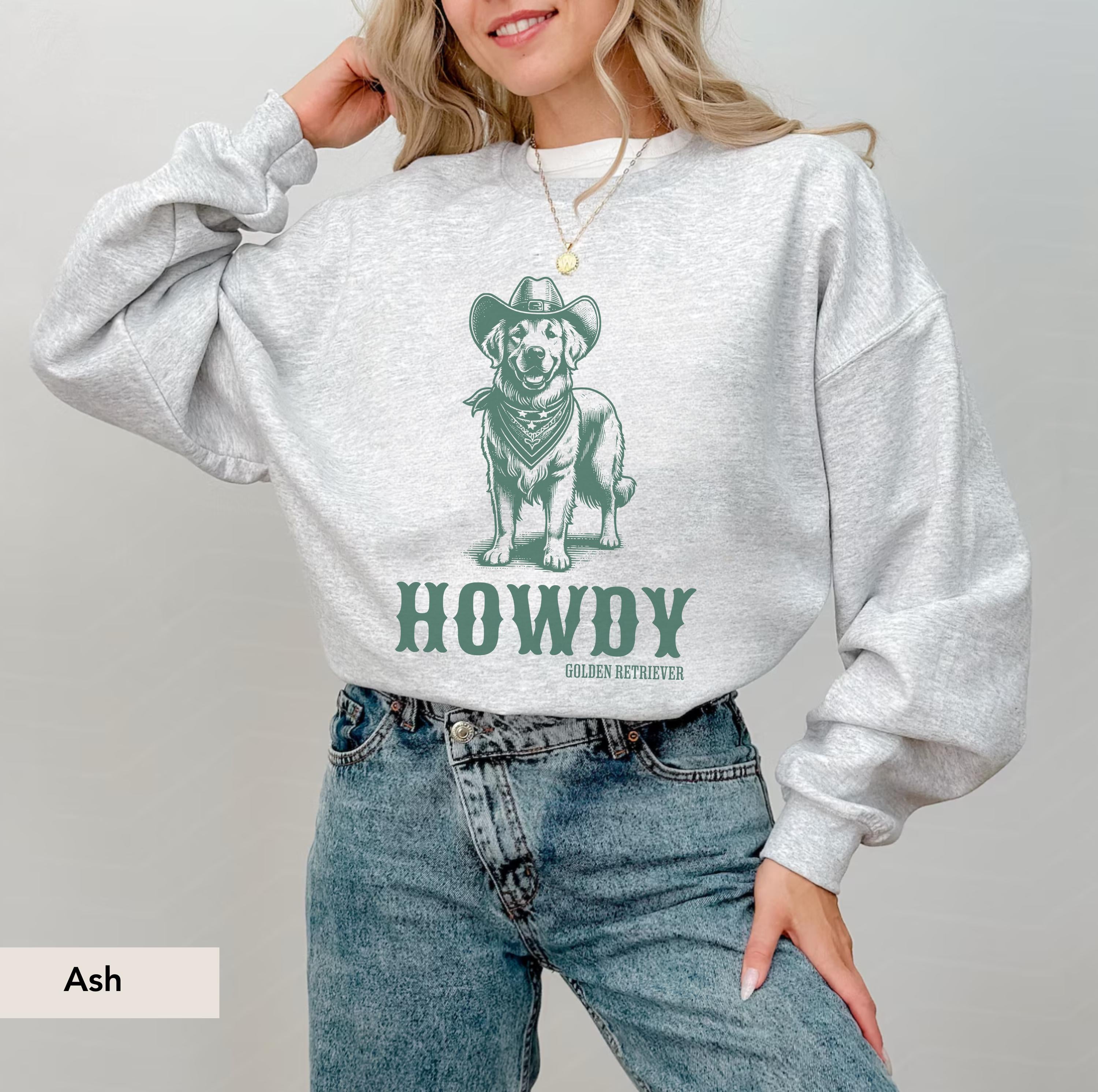Howdy Golden Retriever Cowboy Sweatshirt, Golden Retriever shirt, Golden Retriever Gift, Golden Retriever mom, Golden Retriever, Stay Golden