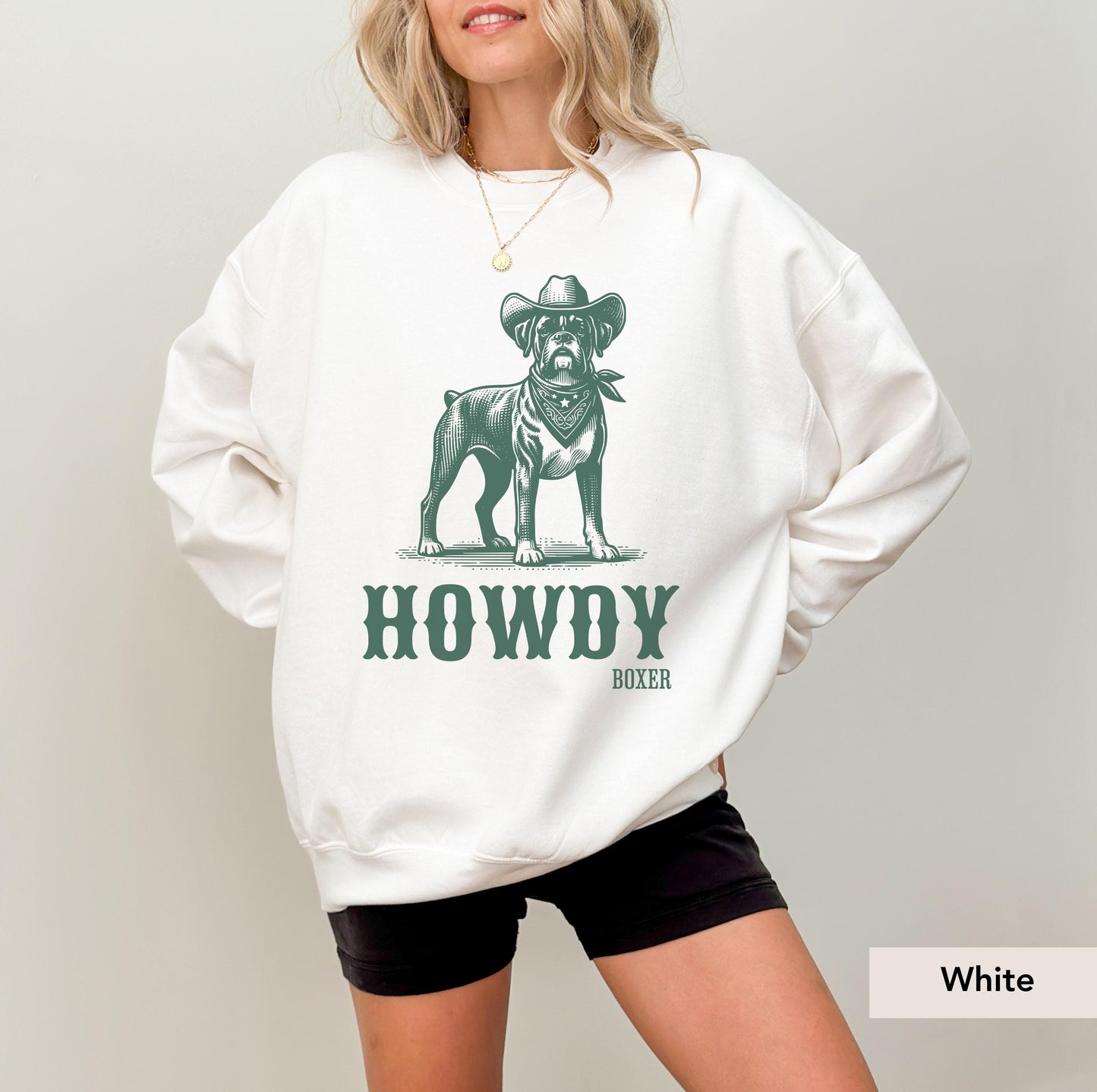Howdy boxer dog Cowboy Sweatshirt, boxer dog shirt, Boxer, boxer dog gifts, boxer dog mom, boxer dog gift, Dog Western Sweatshirt