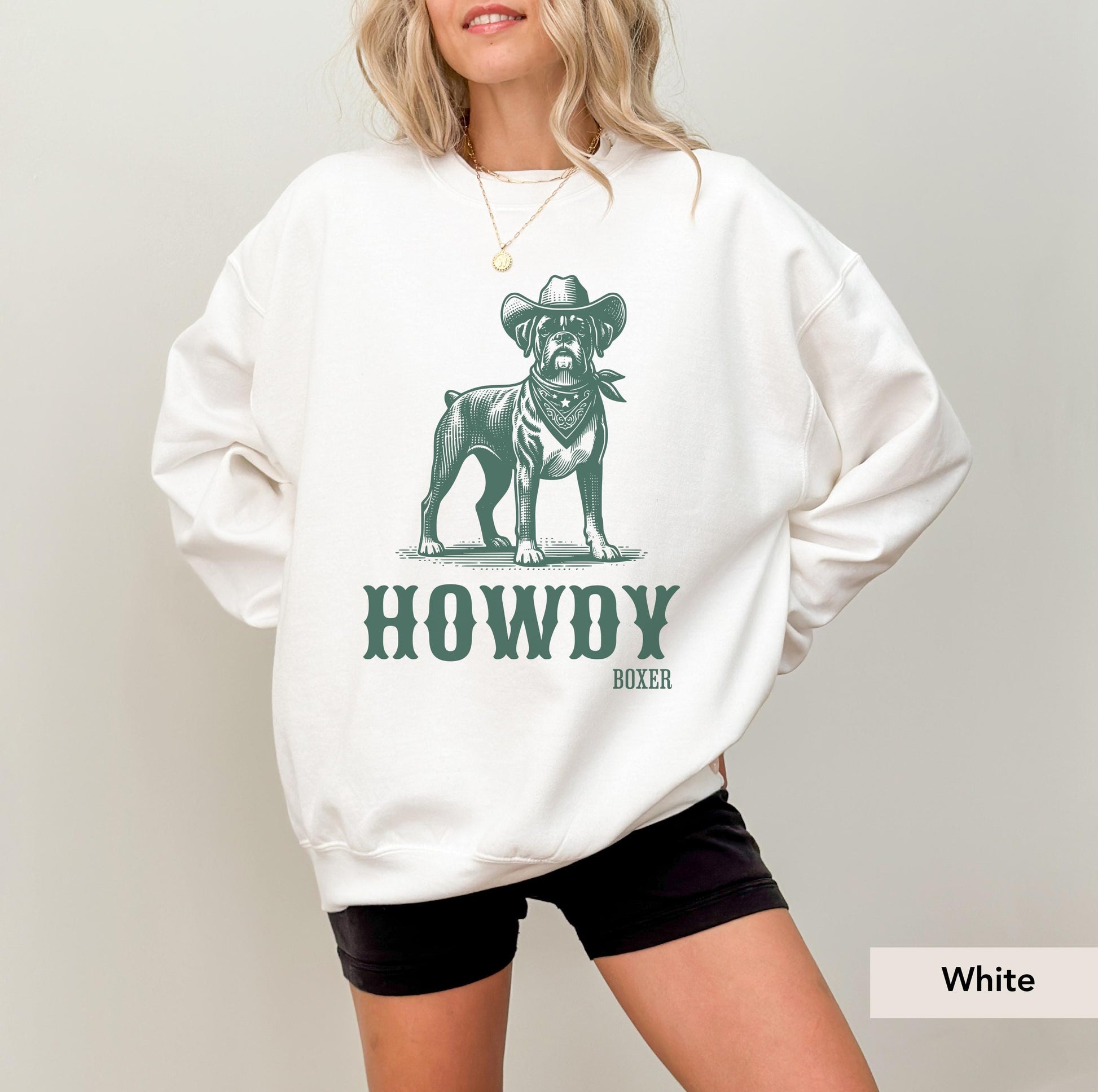 Howdy boxer dog Cowboy Sweatshirt, boxer dog shirt, Boxer, boxer dog gifts, boxer dog mom, boxer dog gift, Dog Western Sweatshirt