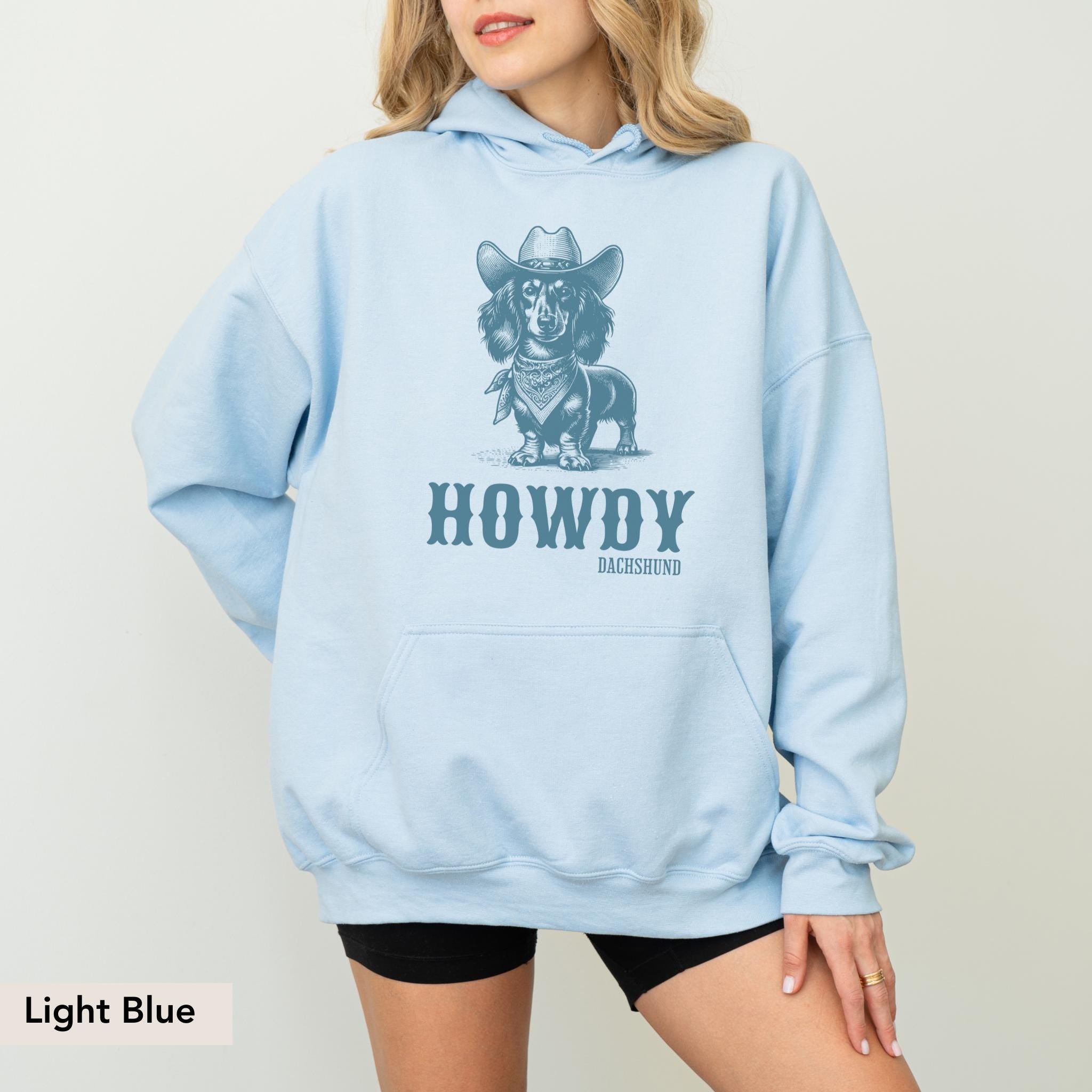 Howdy Dachshund Long Haired Hoodie, Dachshund, Doxie, Dachshund Sweatshirt, Dachshund Gift, Doxie Shirt, sausage dog, Dachshund shirt