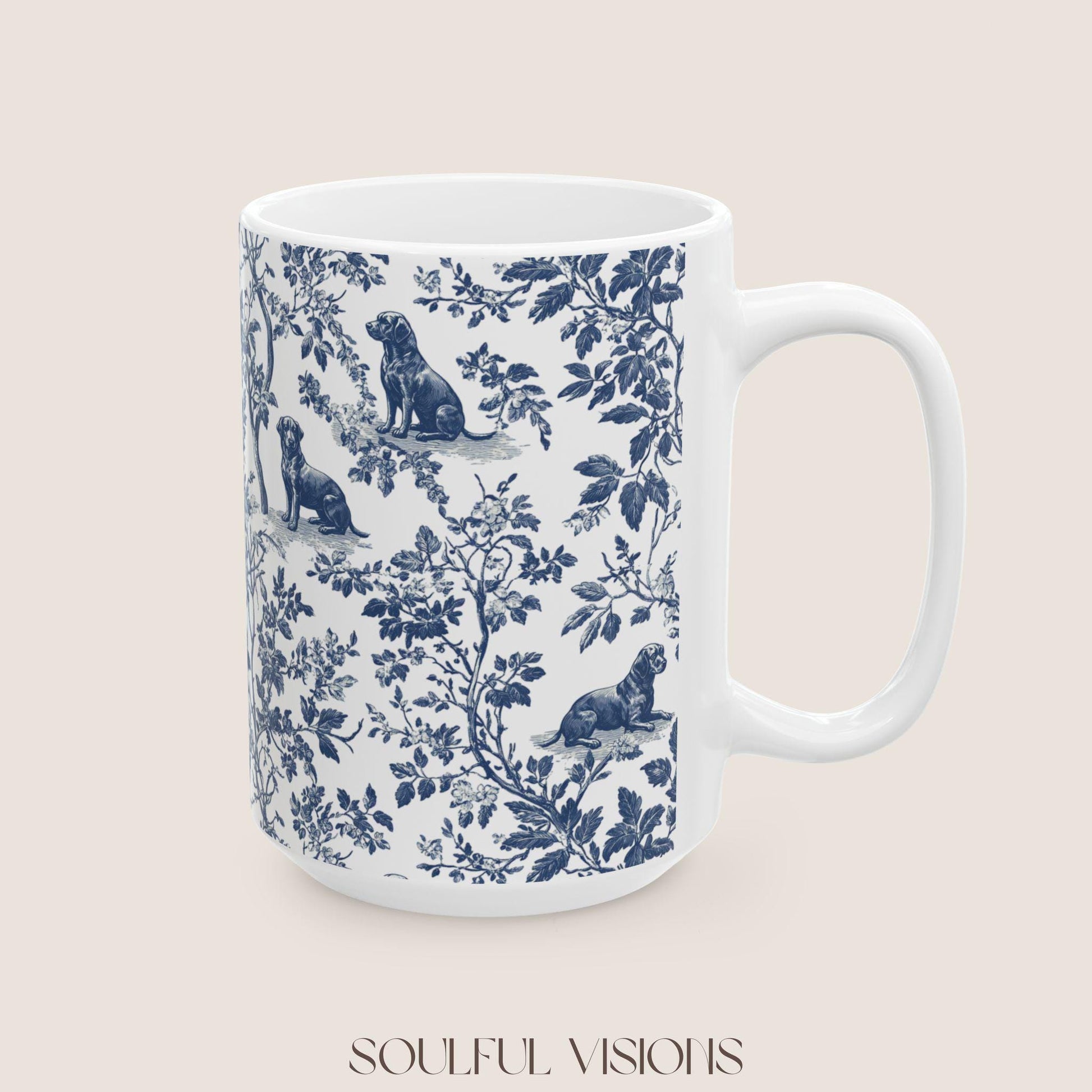 Labrador French Toile de Jouy Mug, Blue toile de jouy, Labrador Retriever mugs, Lab Mom Mugs, Labrador Lover Gifts, Labrador mug