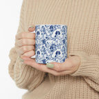 Cavalier King Charles Spaniel French Blue Toile de Jouy Mug, Blue toile de jouy Mug, Cavalier mug, Cavalier Spaniel Gift, Cavalier Spaniel