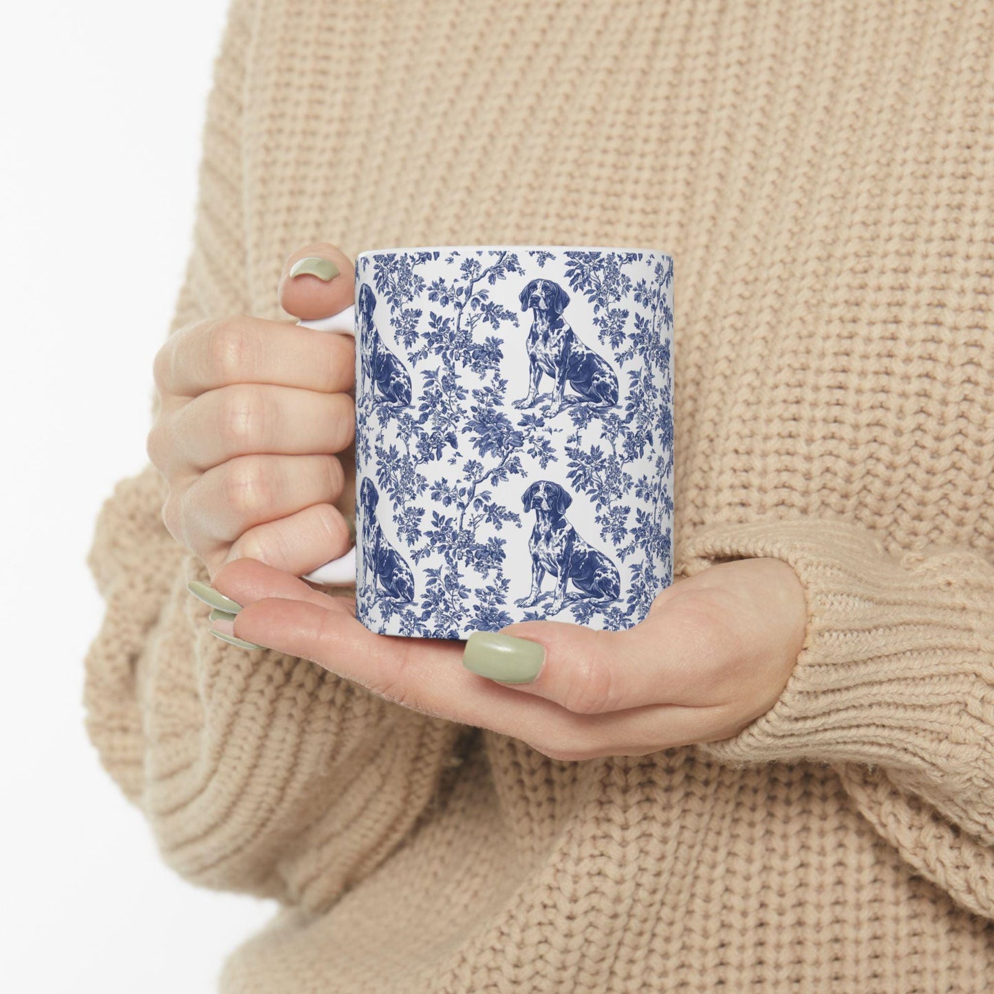 Pointer French Blue Toile de Jouy Mug, GSP Coffee Mug 15 oz 11 oz, Pointer Mom Mug, German Shorthaired Pointer Gifts, GSP, GSP Gifts
