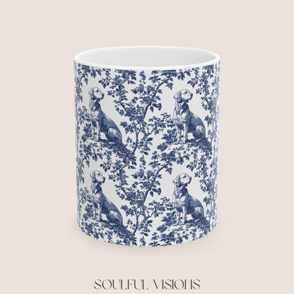Labrador French Toile de Jouy Mug, Blue toile de jouy, Labrador Retriever mugs, Lab Mom Mugs, Labrador Lover Gifts, Labrador mug