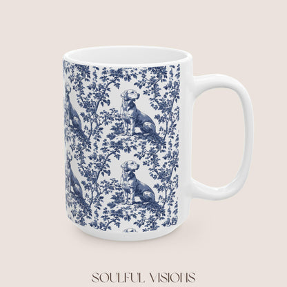 Labrador French Toile de Jouy Mug, Blue toile de jouy, Labrador Retriever mugs, Lab Mom Mugs, Labrador Lover Gifts, Labrador mug