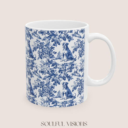 Pitbull French toile de jouy Mug, Pitbull Mug, Pitbull, Pitbull mom, Pitbull Gift, pittie, Pitbull Gift, Pitbull Coffee Mug, Pitbull Gifts