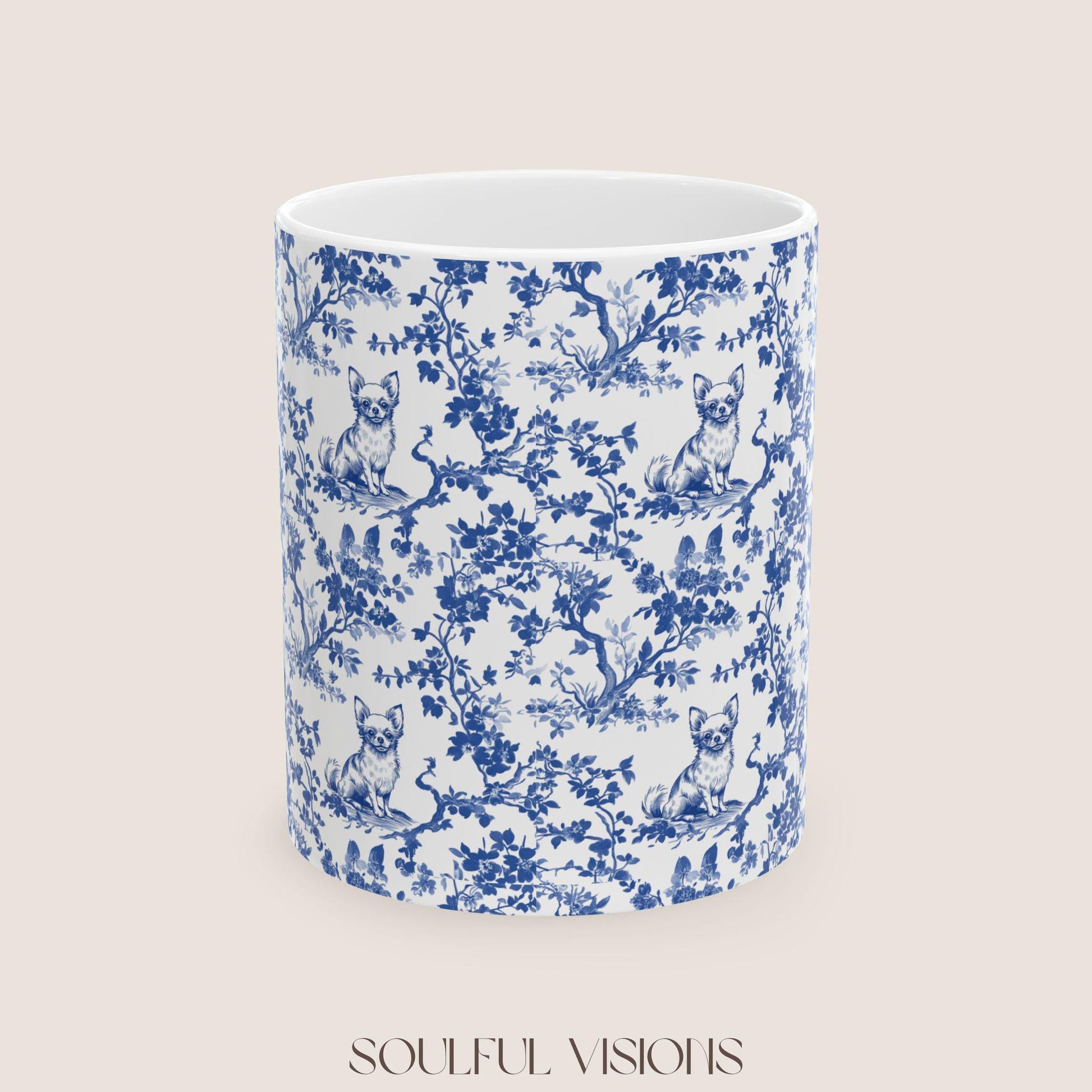 Chihuahua French Toile de Jouy Mug, Chihuahua Mug, Chihuahua Lover Gifts, Chihuahua gifts, Chihuahua, Chihuahua mom Gift, Chihuahua Mugs