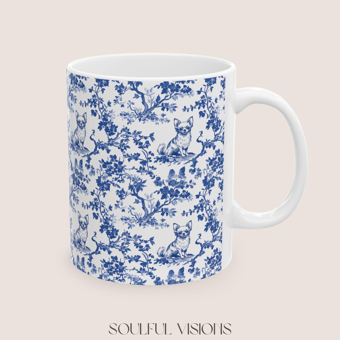 Chihuahua French Toile de Jouy Mug, Chihuahua Mug, Chihuahua Lover Gifts, Chihuahua gifts, Chihuahua, Chihuahua mom Gift, Chihuahua Mugs