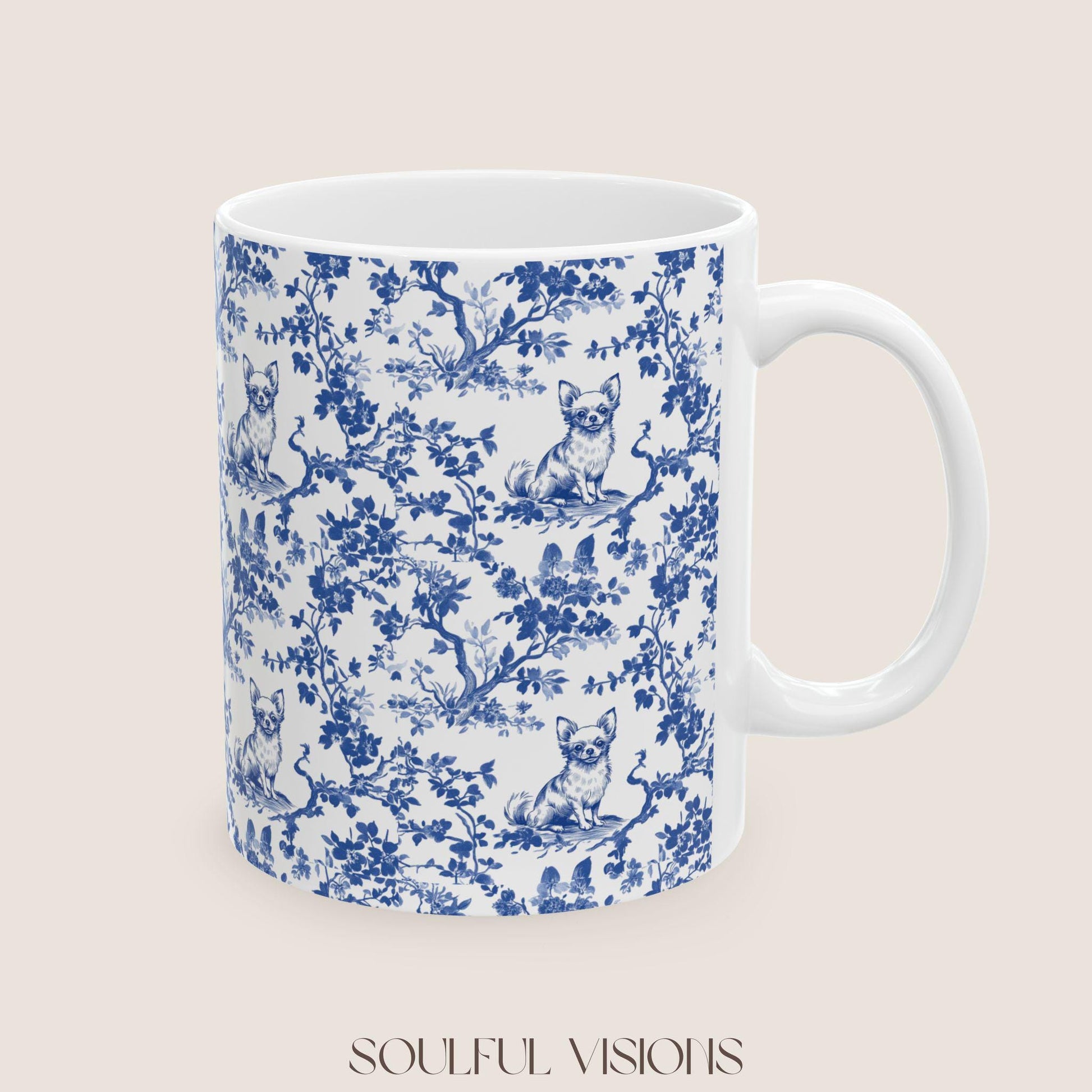 Chihuahua French Toile de Jouy Mug, Chihuahua Mug, Chihuahua Lover Gifts, Chihuahua gifts, Chihuahua, Chihuahua mom Gift, Chihuahua Mugs