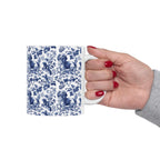 Dachshund French Blue Toile de Jouy Mug, Blue toile de jouy, dachshund ceramic mugs, Doxie Mom Mugs, Sausage Dog Lover Gifts, Dachshund mug
