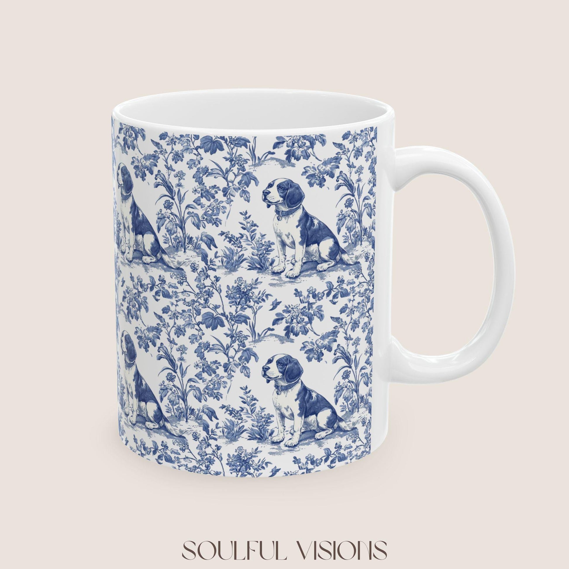 Beagle French Toile de Jouy Mug, Beagle Mug, Beagle gift, Dog Toile Jouy Mug, Beagle Lovers Gift, Beagle mom gift, Beagle, Dog Gift Mugs