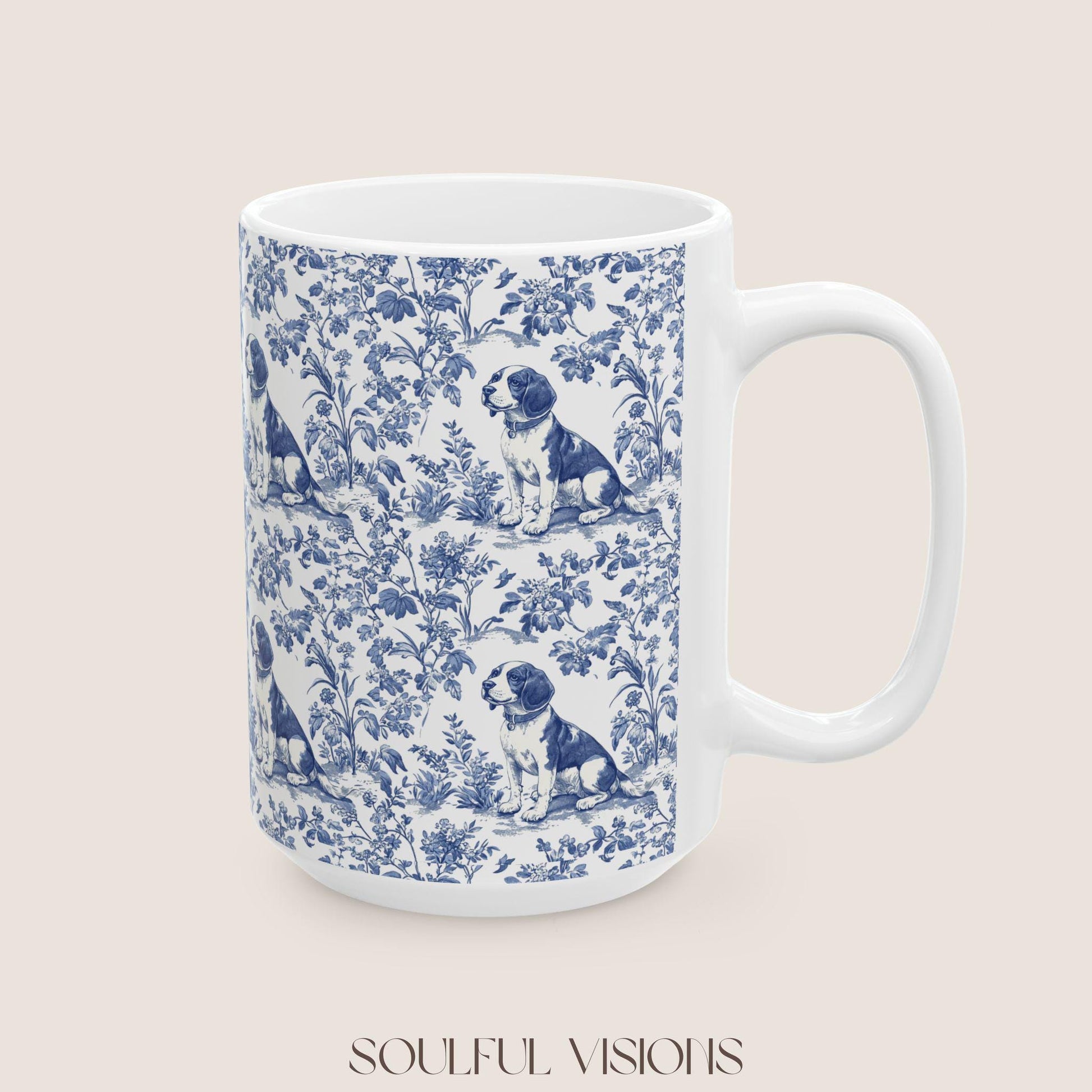 Beagle French Toile de Jouy Mug, Beagle Mug, Beagle gift, Dog Toile Jouy Mug, Beagle Lovers Gift, Beagle mom gift, Beagle, Dog Gift Mugs