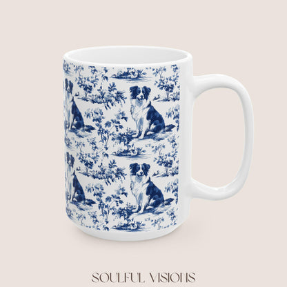 Border Collie French Toile De Jouy Mug, Border Collie Mug, Border Collie, Border Collie mom, Border Collie Coffe Cup gift, Collie Mug