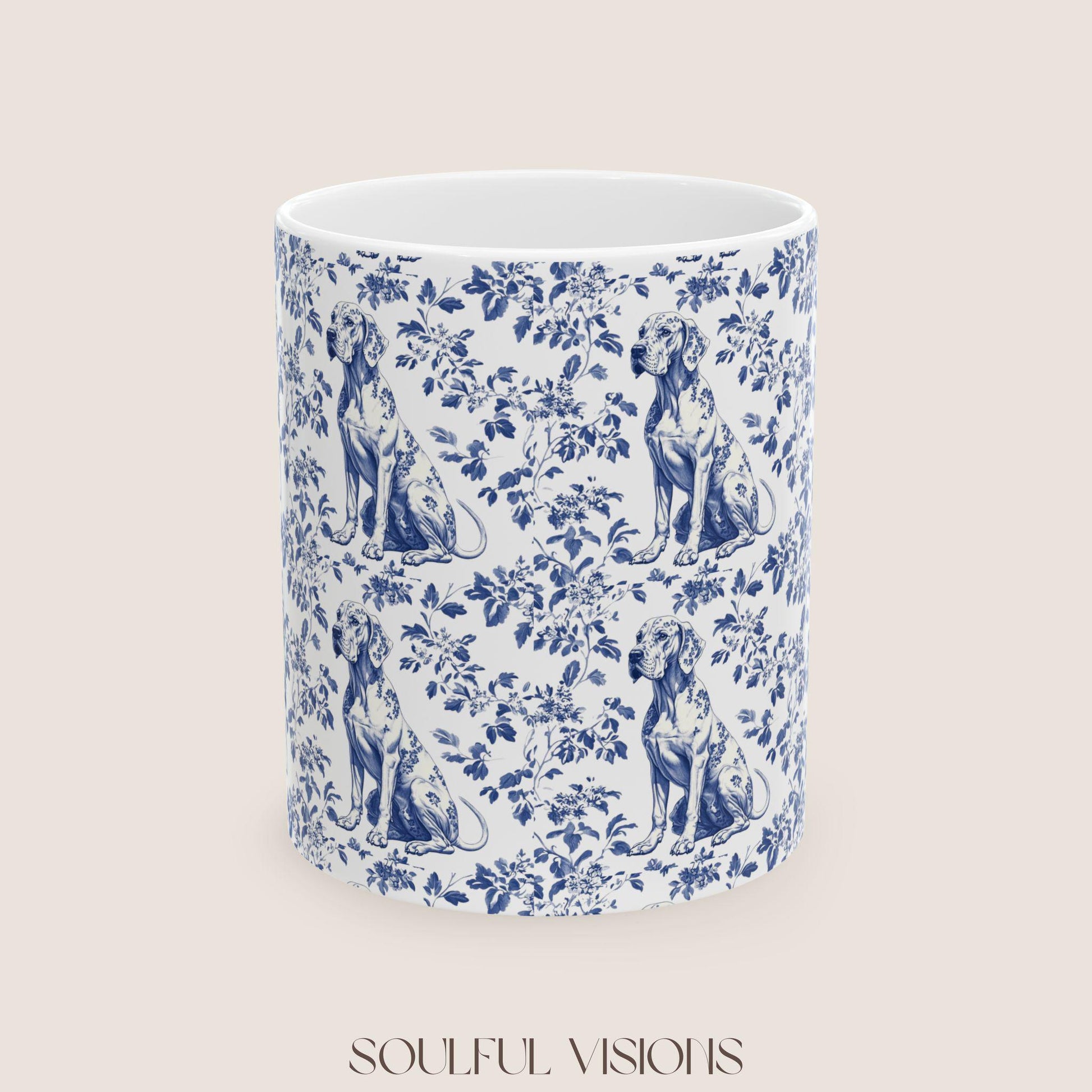 Great Dane French Toile De Jouy Mug, Great Dane Mug, Great Dane mom, Great Dane gift, Great Dane, Great Dane Lover, Great Dane Coffee Cup