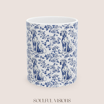 Great Dane French Toile De Jouy Mug, Great Dane Mug, Great Dane mom, Great Dane gift, Great Dane, Great Dane Lover, Great Dane Coffee Cup