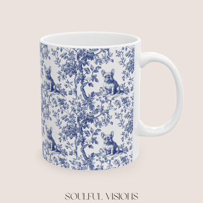 French Bulldog French Toile De Jouy Mug, French Bulldog Mug, Frenchie mom, French Bulldog, French Bulldog Lover gift, Frenchie Coffee Mug