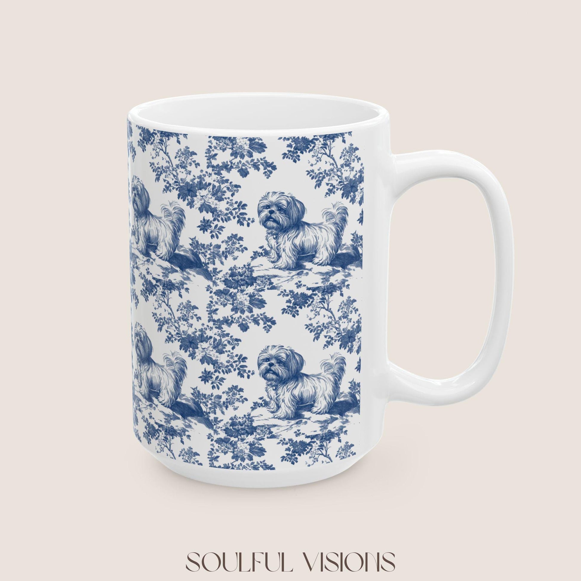 Shih tzu French Toile De Jouy Mug, Shih tzu Mug, Shih tzu gift, Shih tzu, Shih tzu mom, Shih tzu Lover Gift, Dog mom, Shih tzu Coffee Cup