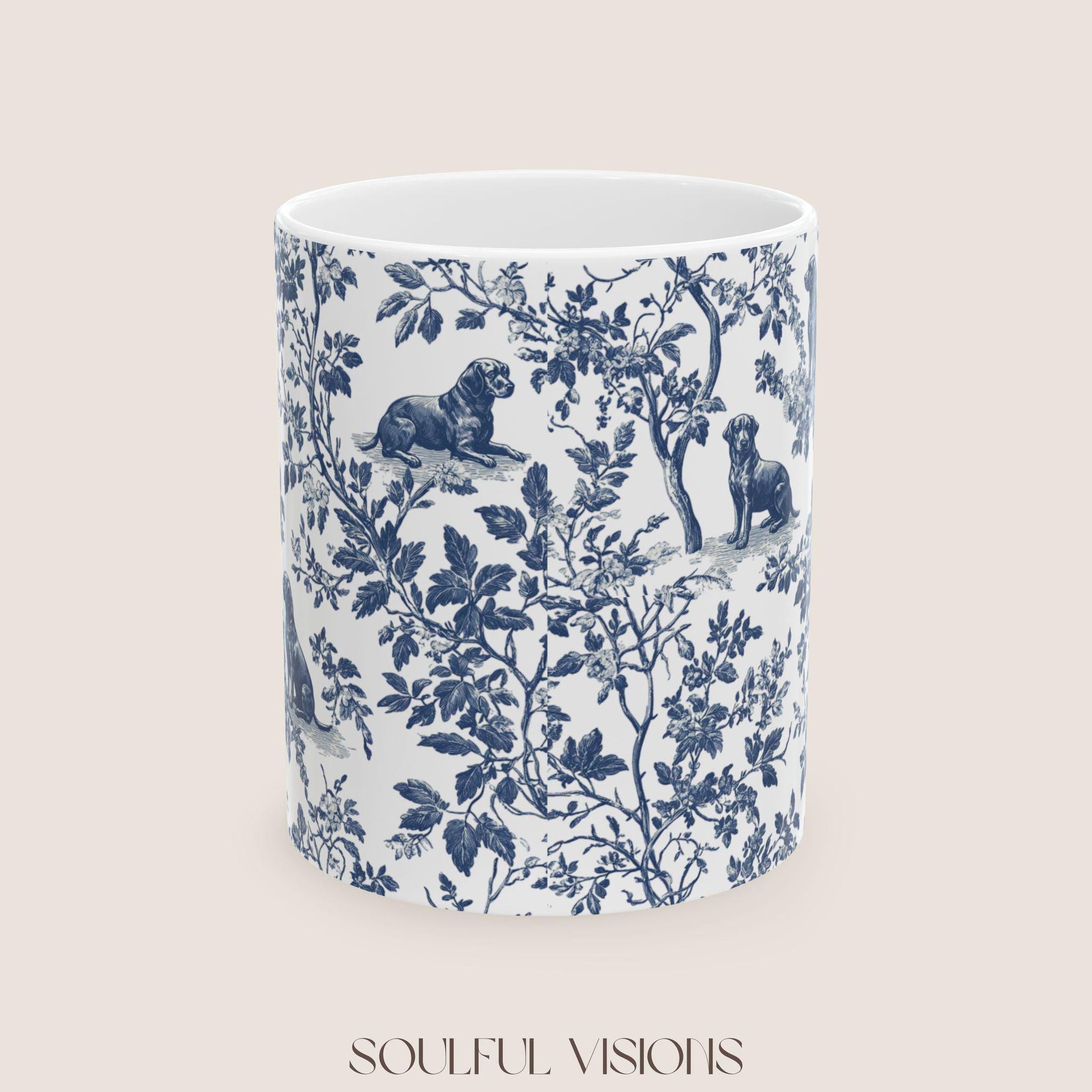 Labrador French Toile de Jouy Mug, Blue toile de jouy, Labrador Retriever mugs, Lab Mom Mugs, Labrador Lover Gifts, Labrador mug