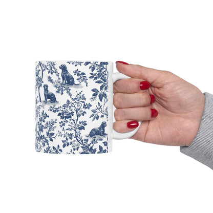 Labrador French Toile de Jouy Mug, Blue toile de jouy, Labrador Retriever mugs, Lab Mom Mugs, Labrador Lover Gifts, Labrador mug