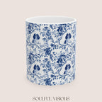 Cavalier King Charles Spaniel French Blue Toile de Jouy Mug, Blue toile de jouy Mug, Cavalier mug, Cavalier Spaniel Gift, Cavalier Spaniel