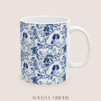 Cavalier King Charles Spaniel French Blue Toile de Jouy Mug, Blue toile de jouy Mug, Cavalier mug, Cavalier Spaniel Gift, Cavalier Spaniel