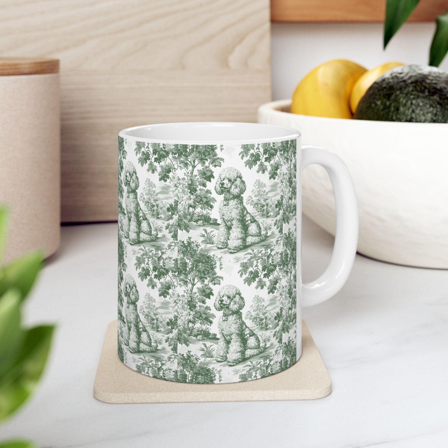 Poodle French Pastel Toile de Jouy Mug, Dog Coffee Mugs, Poodle Coffee Mug 15 oz 11 oz, Poodle Mom Gifts, Poodle Mugs, Poodle Lover Gift