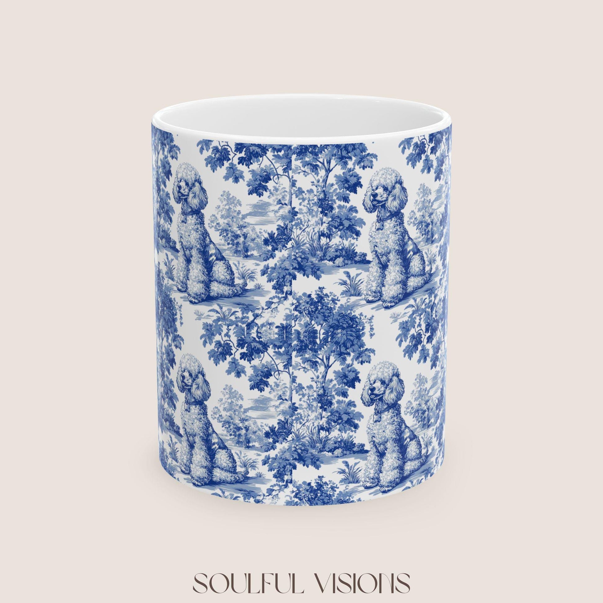 Poodle French Blue Toile de Jouy Mug, Dog Coffee Mugs, Poodle Coffee Mug 15 oz 11 oz, Poodle Mom Gifts, Poodle Mugs, Poodle Lover Gift