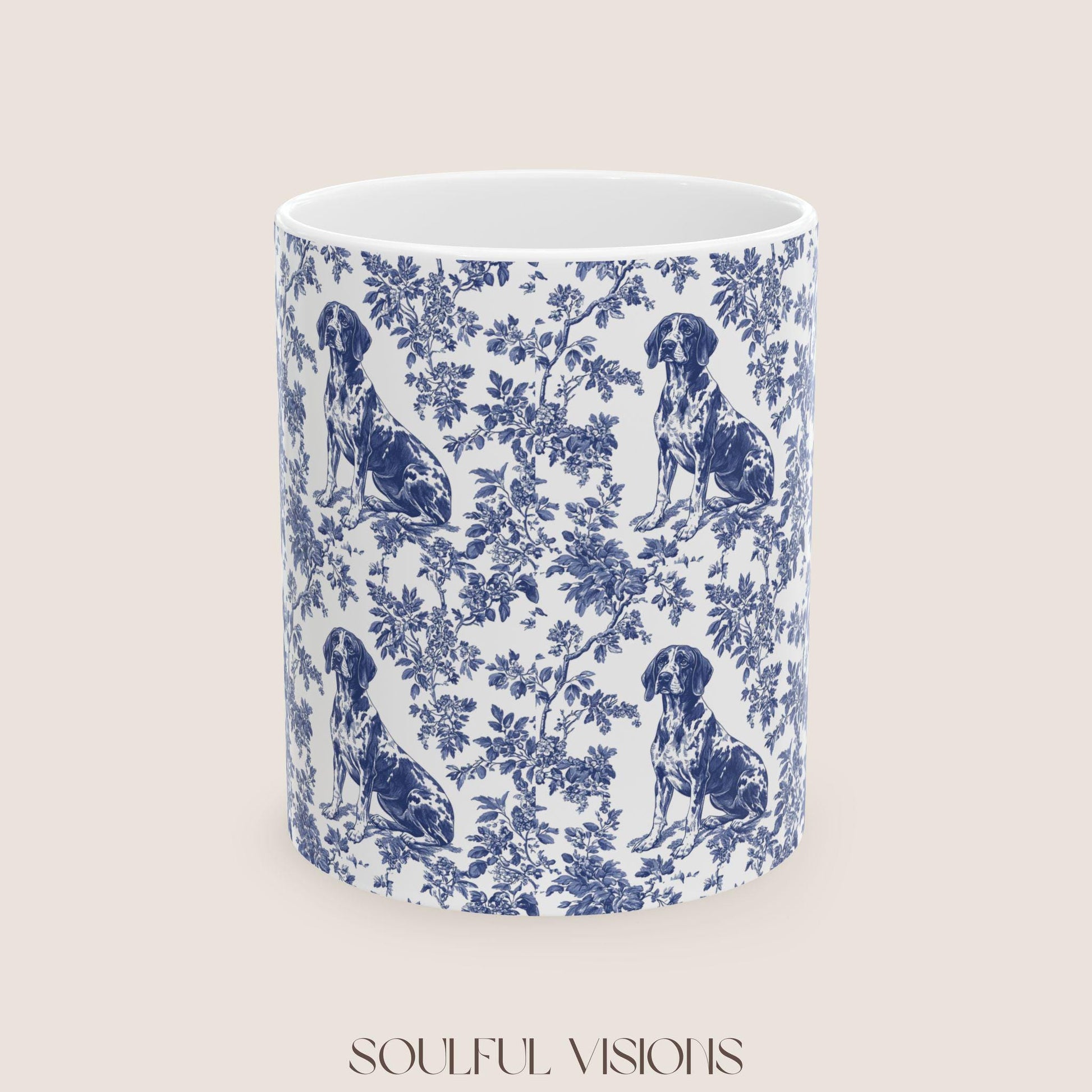 Pointer French Blue Toile de Jouy Mug, GSP Coffee Mug 15 oz 11 oz, Pointer Mom Mug, German Shorthaired Pointer Gifts, GSP, GSP Gifts