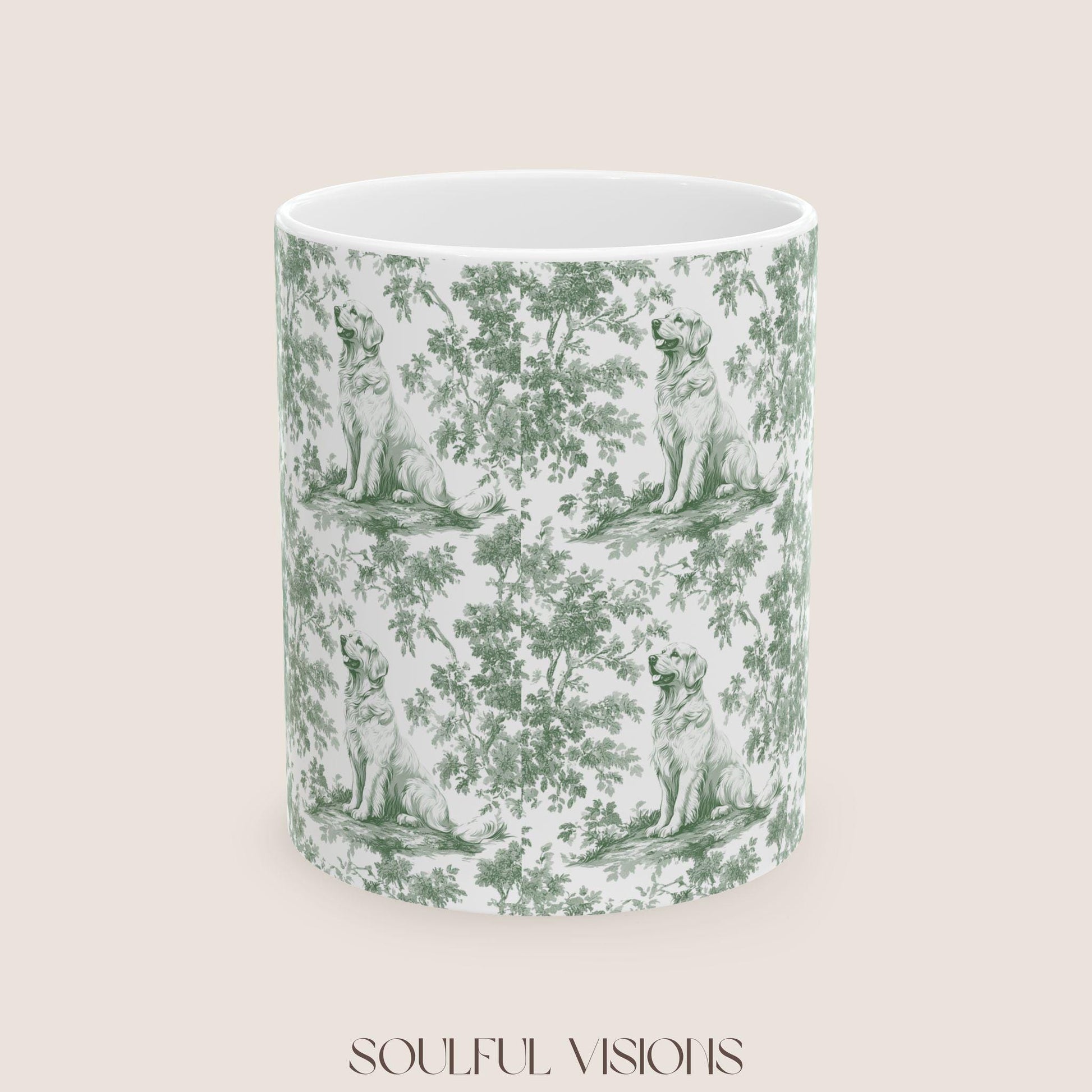 Golden Retriever French Pastel Toile de Jouy Mug, Golden Retriever, Golden Retriever ceramic mug, Retriever Mug, Golden Retriever Lover Gift