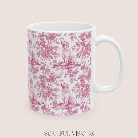 Golden Retriever French Pink Toile de Jouy Mug, Golden Retriever, Golden Retriever ceramic mug, Retriever Mugs, Golden Retriever Lover Gift