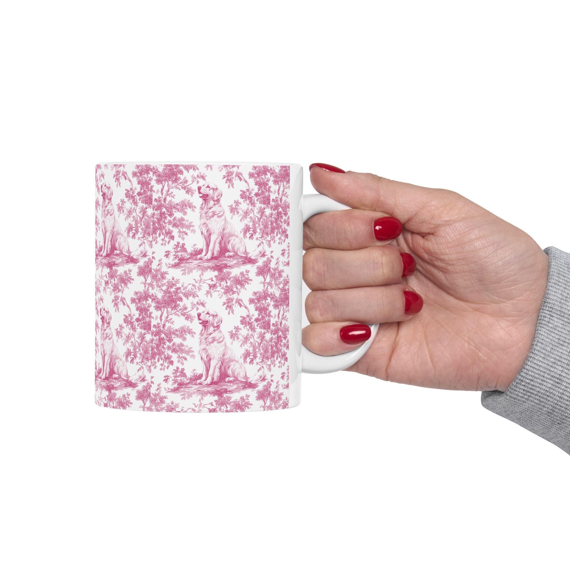 Golden Retriever French Pink Toile de Jouy Mug, Golden Retriever, Golden Retriever ceramic mug, Retriever Mugs, Golden Retriever Lover Gift