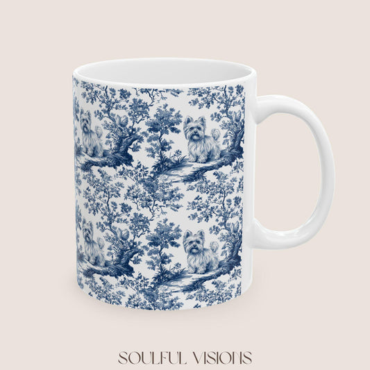 Yorkie French toile de jouy Mug, Yorkie Mug, Yorkie Gifts, Yorkshire terrier, Yorkie mom, Yorkie lover, Dog mom Mug, Yorkie Owner Gift