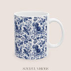 Dachshund French Blue Toile de Jouy Mug, Blue toile de jouy, dachshund ceramic mugs, Doxie Mom Mugs, Sausage Dog Lover Gifts, Dachshund mug