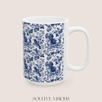 Dachshund French Blue Toile de Jouy Mug, Blue toile de jouy, dachshund ceramic mugs, Doxie Mom Mugs, Sausage Dog Lover Gifts, Dachshund mug