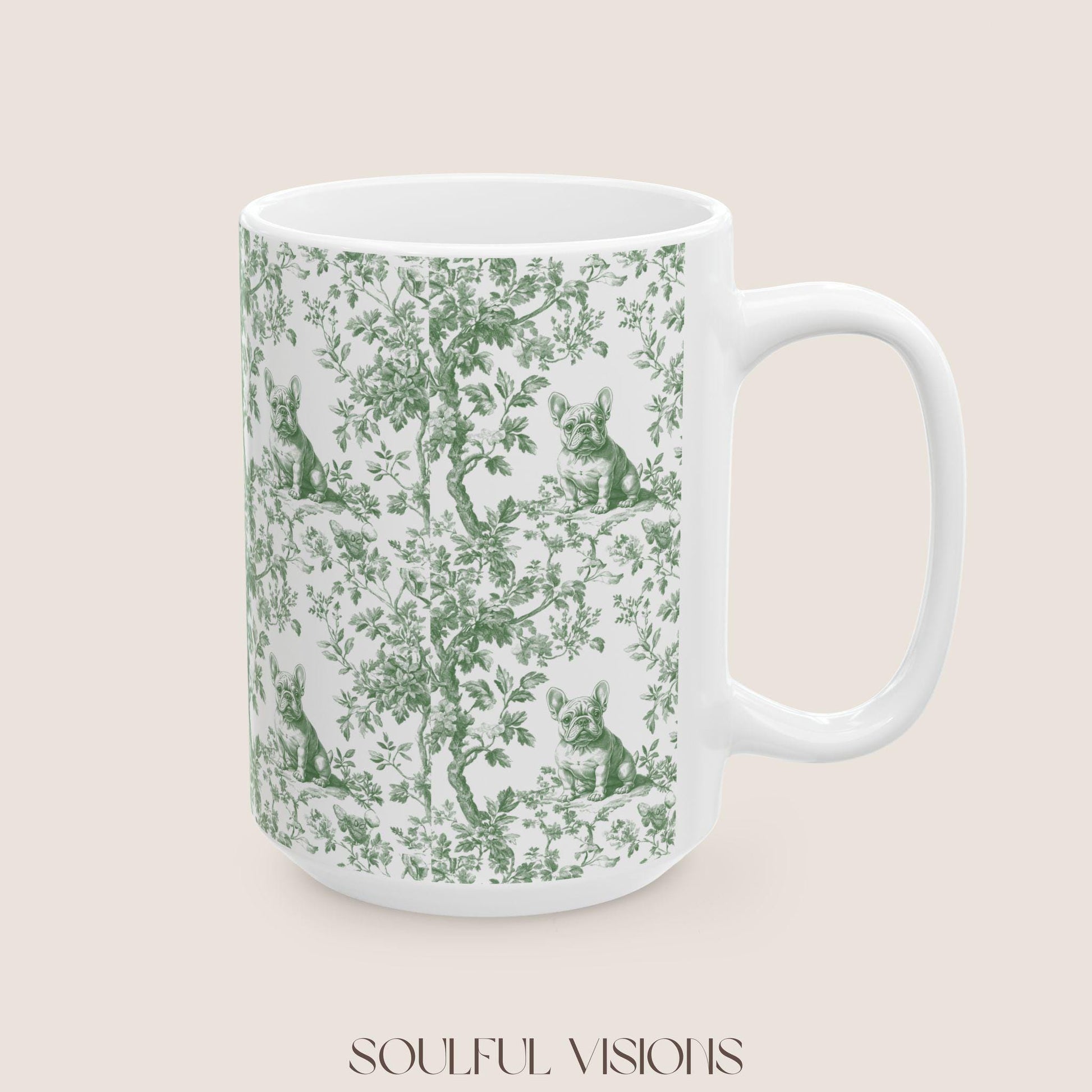 French Bulldog French Toile De Jouy Mug, French Bulldog Mug, Frenchie mom, French Bulldog, French Bulldog Lover gift, Frenchie Coffee Mug