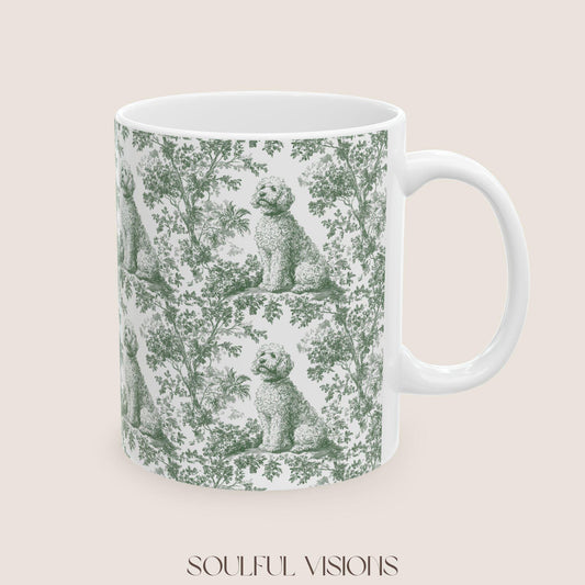 Golden doodle French Pastel Toile de Jouy Mug