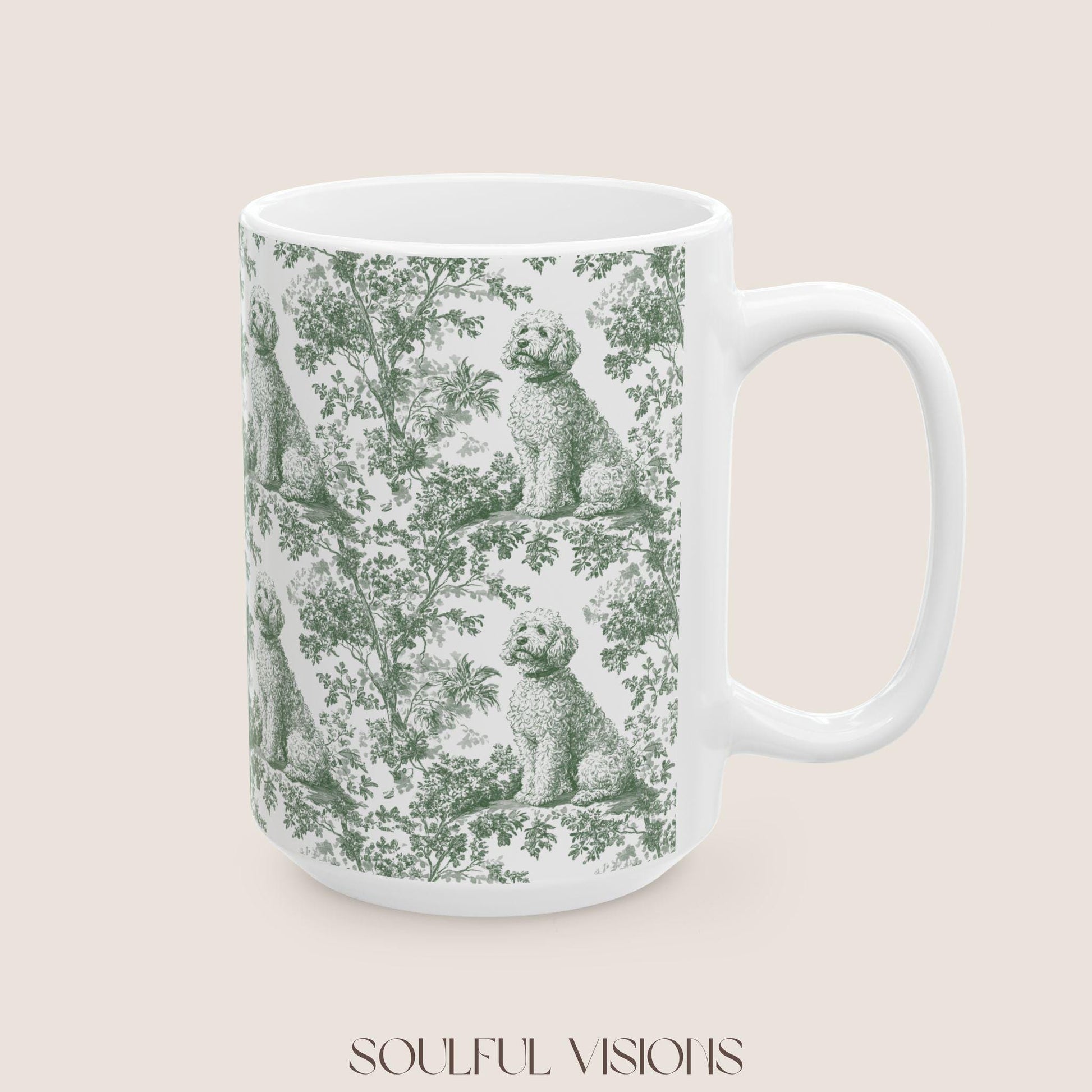 Golden doodle French Pastel Toile de Jouy Mug