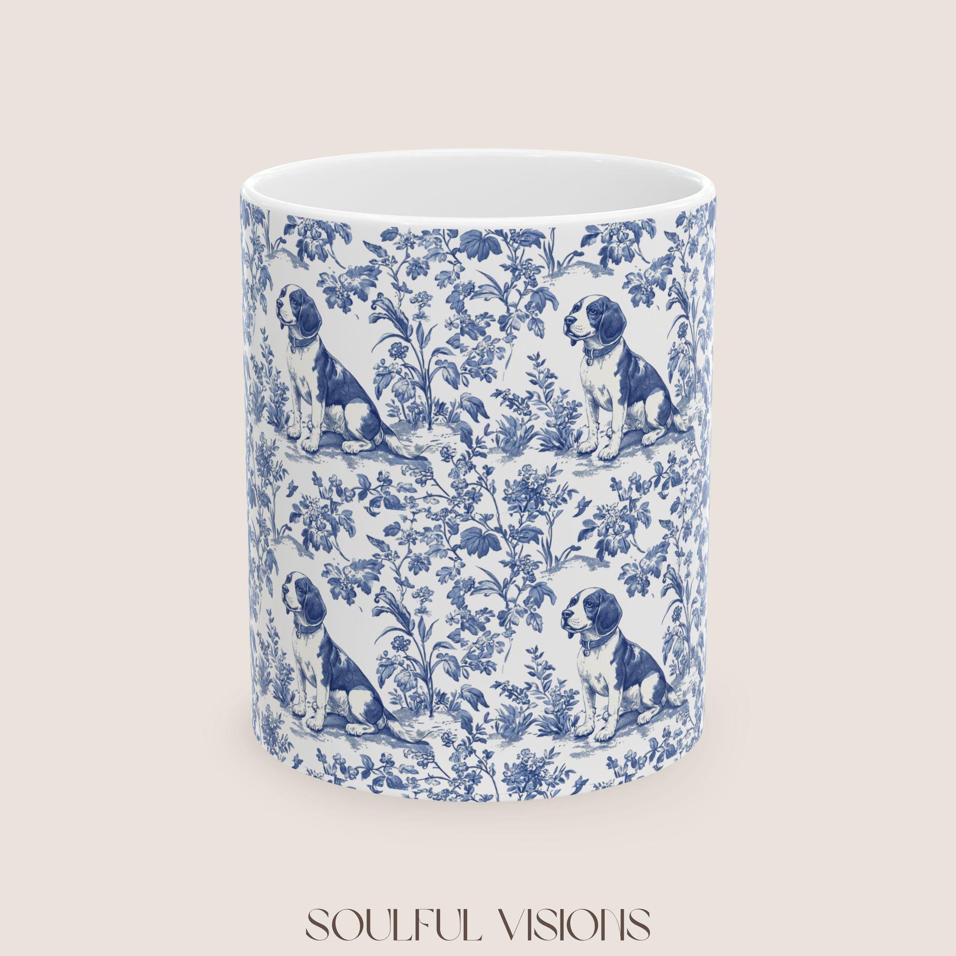 Beagle French Toile de Jouy Mug, Beagle Mug, Beagle gift, Dog Toile Jouy Mug, Beagle Lovers Gift, Beagle mom gift, Beagle, Dog Gift Mugs